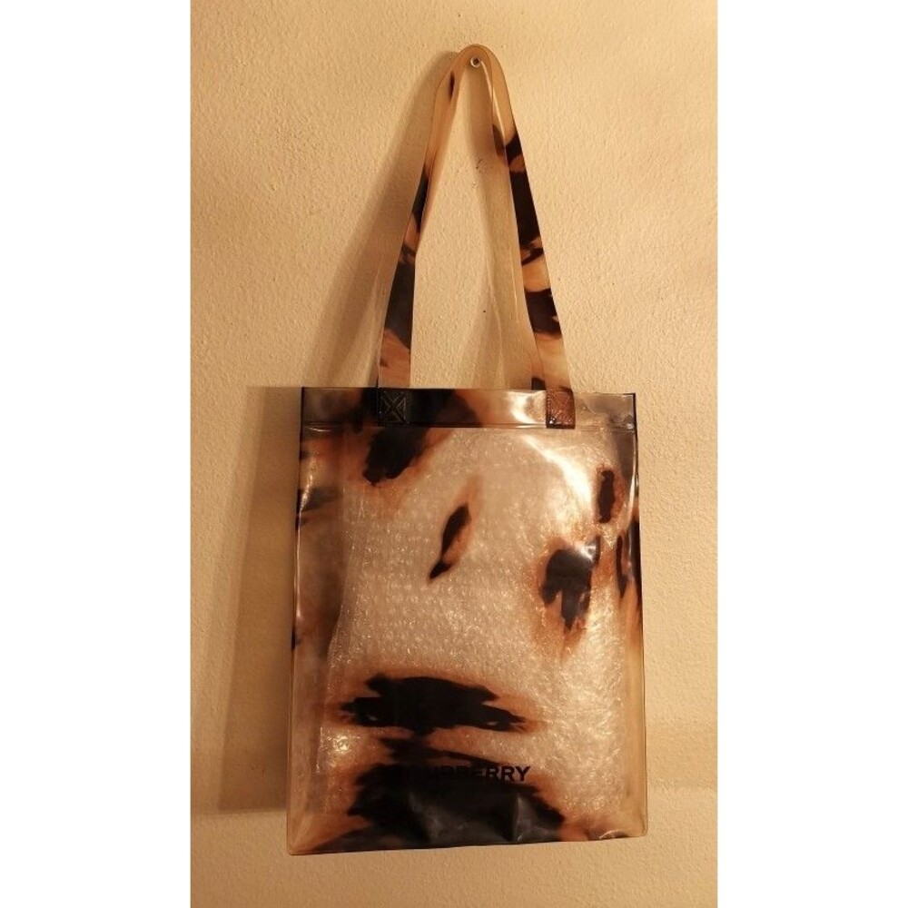 NOS New Old Stock Burberry Limited Edition Clear PVC Plastic Tortoise Tote Bag